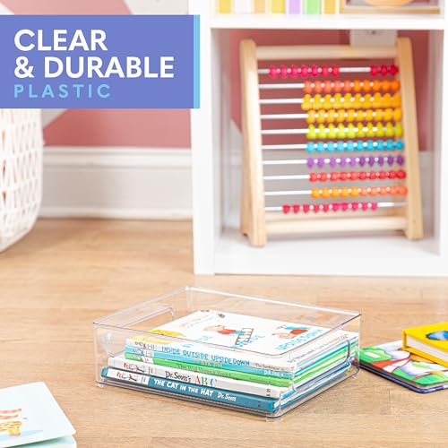 Plastic Food Storage 2 pack Clear Container Bin with Handles for Organizing Kitchen, Pantry, Refrigerator, Freezer, Pantry, Cabinet, Closet, Bathroom. Stackable 10”x8”x3” - size: 10x8x3