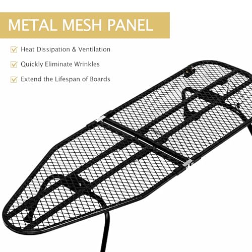 SheeChung Small Ironing Board 12"x32",Mini Ironing Board with Metal Mesh - style: Yellow Semicircle-32"x12"