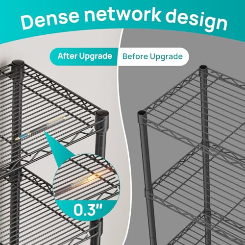 SINGAYE Metal Shelves Wire Shelving Storage Standing Adjustable Shelf Unit - color: Black, size: 6 Tier 10" D x 16" W x 63" H