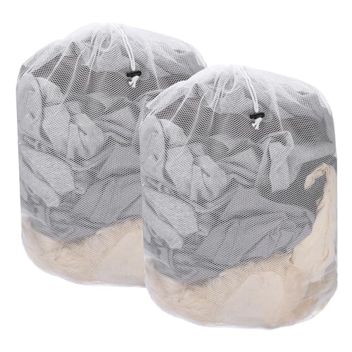 uxcell 2Pcs Mesh Laundry Bag, 31.5x23.6" Large Drawstring Net Laundry Bag Coarse Mesh for Washing Machine for College, Dorm, Travel, Family and Apartment Residents, White - size: XL