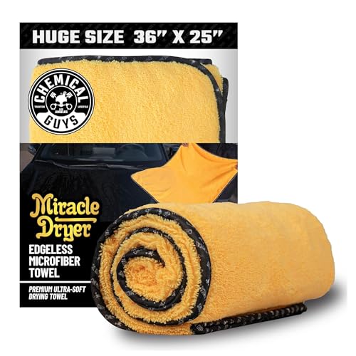 Chemical Guys, Large Microfiber Drying Towel for Cars, 36 x 25 in, Yellow - size: 36"x25", style: 1 pack