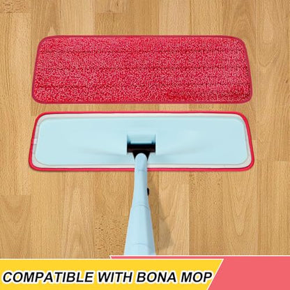 16.5 inch Reusable Mop Pads Microfiber Spray Mop Replacement Heads for Wet/Dry Mops Compatible with Bona Floor Care System (5 Pack) - color: Red