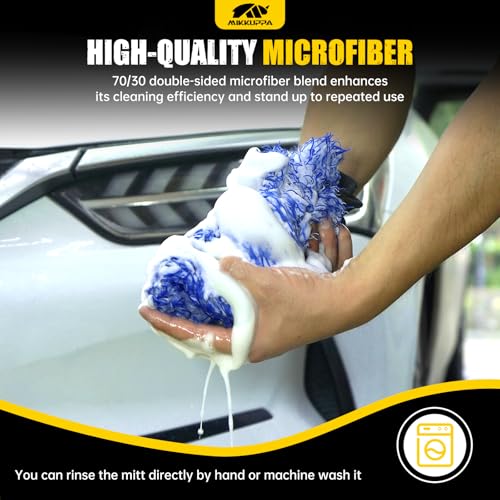 MIKKUPPA Microfiber Car Wash Mitt, Blue, 2 Pack, 11" x 8" - color: Blue