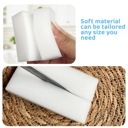 100 Pack Magic Sponges Cleaning Erasers, Long-Lasting Melamine Foam for Cleaners Bulk Cleaning, Melamine Sponges for Bathtubs, Floors, Baseboards, Bathrooms, and Walls