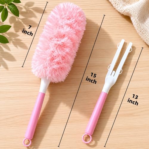 Duster Refills for Swiffer Duster, 30 Count Pink Duster Kit with Handle - color: 30 Pink Refills + Short Handle