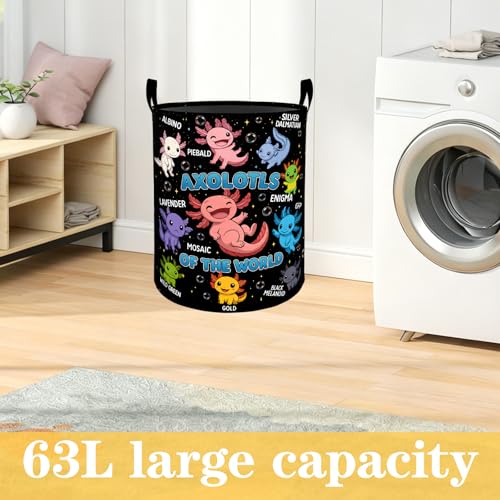 Cute Axolotl Oxford Cloth Laundry Basket with Handles 19.7"X15.7" - color: Axolotl