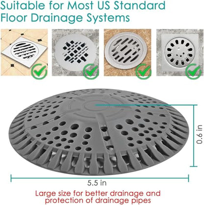 Shower Drain Hair Catcher, 5.5in Shower Hair Catcher Large Premium Silicone Drain Protector Strainer, Shower Drain Cover for Shower Room, Floor Drain, Bathroom Sink, Dark Grey - size: 1 Pack - 5.5in