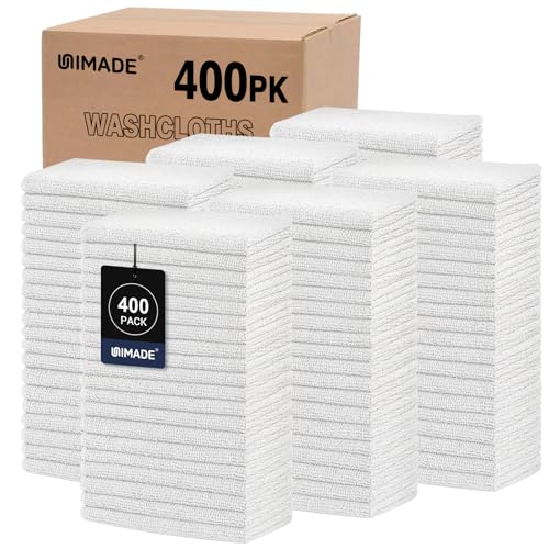 UNIMADE Washcloths Bulk 400 Pack Face Towels, Highly Soft Wash Cloths - color: White, size: 400Pack