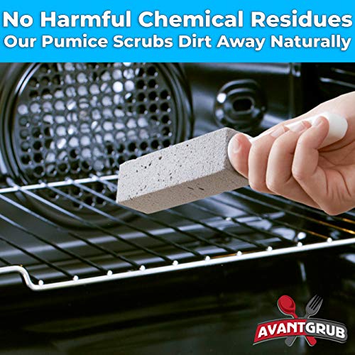 Non-Toxic, Chemical-Free Grey Pumice Scrubber 2 Pk with Handle. Perfect Reusable Cleaning Block for Kitchen, Cookware, Grills, BBQs and Bathrooms. Best Cleaner for Rust Stains, Carbon, or Calcium - size: 1 Count (Pack of 2)
