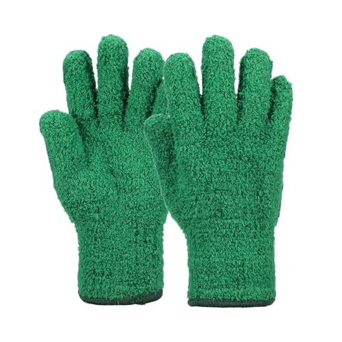uxcell Microfiber Gloves, Reusable Washable Plant Dusting Gloves Cleaning Mittens for Auto Plants Household - color: Dark Green