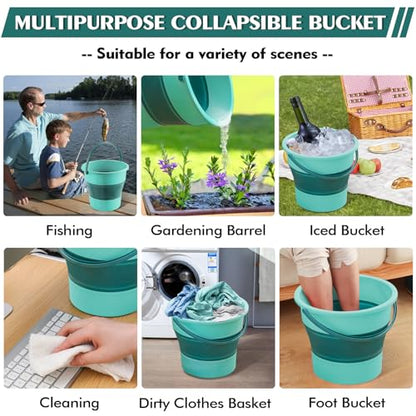 Collapsible Bucket 4.5 Gallon/17L Large Capacity Foldable Cleaning Buckets - color: Large Green