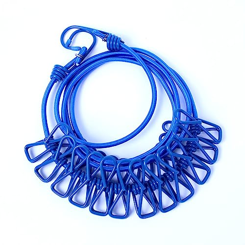ALINNA Retractable Portable Clothesline, Travel Clothesline with 12 Clothespins for Indoor Laundry Drying, Outdoor Camping Accessories (Blue) - style: Blue