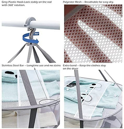 Looca 3-Tier Folded Mesh Clothes Hanging Dryer Sweater Drying Rack 30.3" L * 24.5" W*30.7" H - size: 30.3" L x 24.5" W x 30.7" H