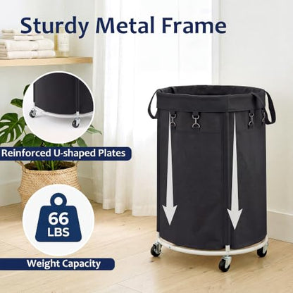 150L Large Capacity Rolling Laundry Basket Hamper with Wheels, Clothes hamper and Removable Bag for Home, Laundry Room, Bedroom, Bathroom, Apartment, Dorm - color: Black