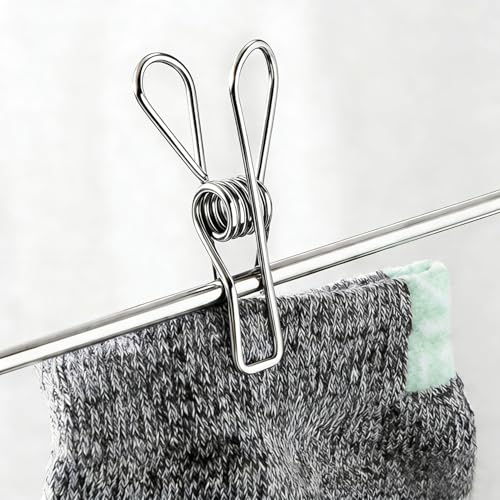 50 Pack Wire Clothes Pins, Stainless Steel Clothespins Metal Clothes Pegs Laundry Pins Heavy Duty for Outdoor Home Kitchen Travel Office - color: Silver-a