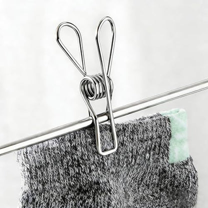 50 Pack Wire Clothes Pins, Stainless Steel Clothespins Metal Clothes Pegs Laundry Pins Heavy Duty for Outdoor Home Kitchen Travel Office - color: Silver-a