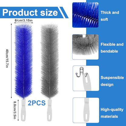 4 Pcs Cobweb Duster, Bendable Fan Duster, Plastic Fan Cleaner Brush,Microfiber Head Dusting Brush, Reusable Dust Remover for Air Conditioning Shutters,Ceiling Fan Blades,Air Vents, Curtains, Cars
