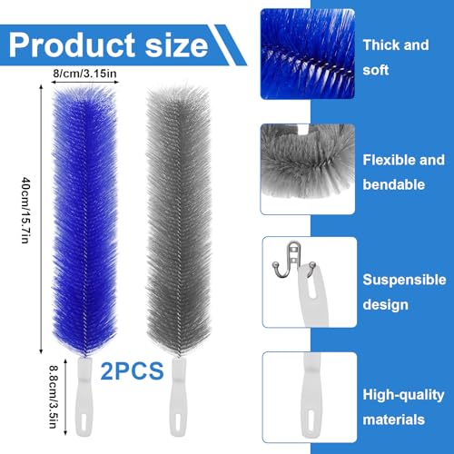 4 Pcs Cobweb Duster, Bendable Fan Duster, Plastic Fan Cleaner Brush,Microfiber Head Dusting Brush, Reusable Dust Remover for Air Conditioning Shutters,Ceiling Fan Blades,Air Vents, Curtains, Cars