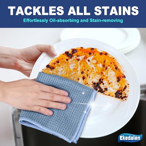 Ekedalen Microfiber Cleaning Cloth Lint Free Glass Polish, Blue - color: Blue