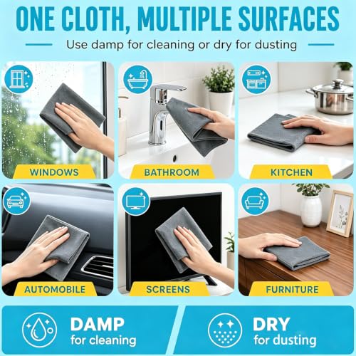 5PC Magic Cleaning Cloths, Microfiber Towels, Reusable Cleaning Rags for Kitchen, Car, Window, Furniture