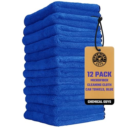Chemical Guys, Professional Microfiber Towels, 16 x 16 in, Blue, 12 Pack - color: Blue