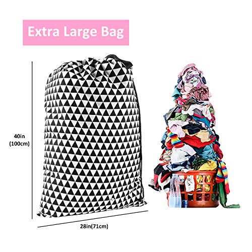 SWISSELITE Heavy Duty Laundry Bag, Large Travel Dirty Clothes Bag - color: Triangle Black