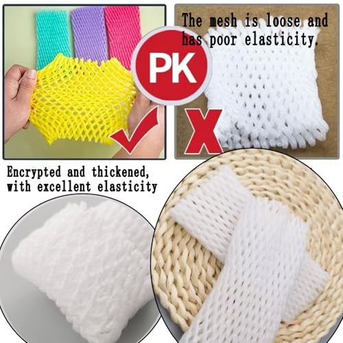 Fruit Protection Mesh Bags Foam Mesh Keep Safe Sleeves for Large Supermarkets, Shops (White 10x6cm-50PCS) - size: White 10x6cm-50PCS