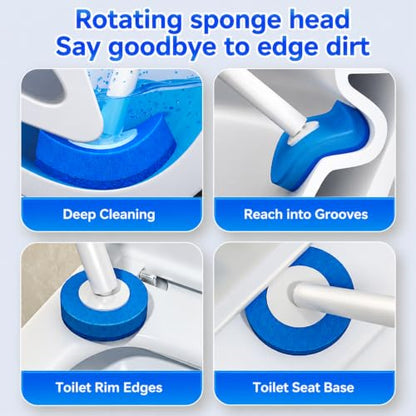 Disposable Toilet Brush System with Wall Mounted Holder, Toilet Wand Kit with 28 Refills, Deep Cleaning Toilet Bowl Cleaner Wand Set, Hygienic Touch-Free Bathroom Cleaning Tool