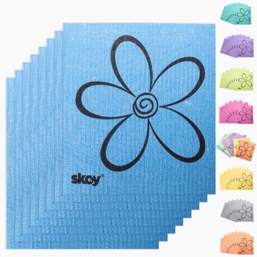 Skoy Cloth, 8-Pack Versatile Swedish Dishcloths for Kitchen and Household Use, Reusable Cleaning Cloths, Planet-Friendly, Dishwasher and Dryer-Safe, Blue - color: Blue, size: 8-Pack