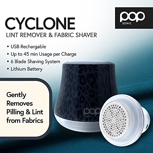 Fabric Shaver, Lint Remover Electric (Black Leopard) – Rechargeable, 6 Blade System, Fabric Lint Shaver w/LED Light -One-Touch Activation Pill Shaver for Clothes - Electric Lint Remover Fabric Shaver - color: Black Leopard