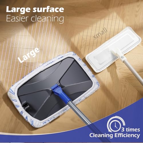 Masthome 16" Large Microfiber Mop, Floor Flat Mop Dry and Wet Use - color: Blue White