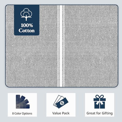 LANE LINEN Tea Towels 100% Cotton Absorbent Lint-Free 6 Pack - color: 04: Grey Chambray, size: 06 Pack