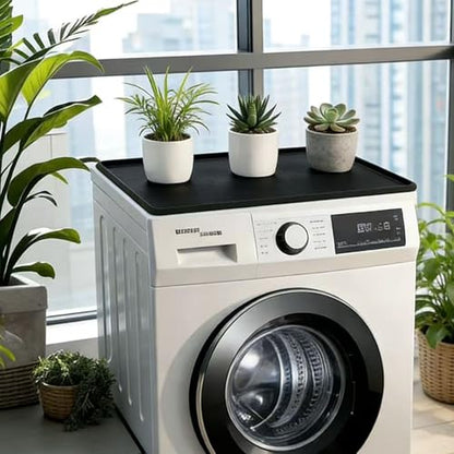 Washer Dryer Top Protector Mat 23.6"x19.7" Anti-Vibration Anti-Slip Washing Machine Cover, Raised Edge Waterproof Pad, Shock-Absorbing Silicone Mat for Laundry Basket & Detergent Organizer - size: 24*19