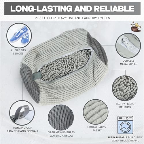 Jumbo Shoe Washing Machine Bag – Extra Thick Laundry Shoe Bag for Washer and Dryer – Fits All Shoe Sizes & Types