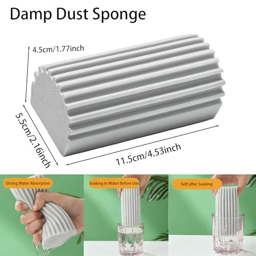 Damp Clean Duster Sponge 4 Pack Household Cleaning Sponges Reusable Dusting Sponge for Brushing Blind Glass Vents Window Mirrors Baseboards - color: Gray Yellow Pink Green, size: 4 Pack