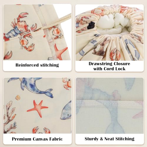 Canvas Laundry Bag with Shoulder Strap & Drawstring,23"W x 29"H Ocean Life - color: Ocean Wanderer