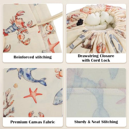 Canvas Laundry Bag with Shoulder Strap & Drawstring,23"W x 29"H Ocean Life - color: Ocean Wanderer