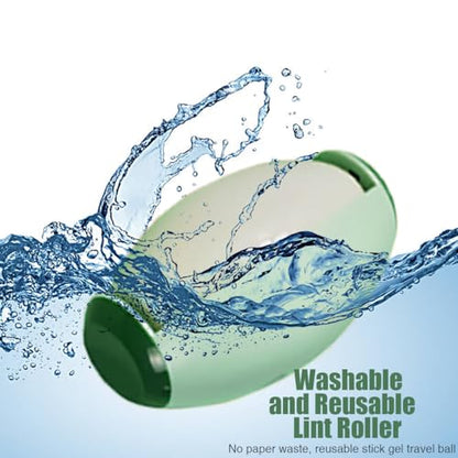 Reusable Lint Roller Ball, Mini Travel Size Lint Roller for Clothes, On The Go Small Portable Lint Ball Remover for Clothes and Pet Hair, Extra Sticky & Washable Gel (Green)