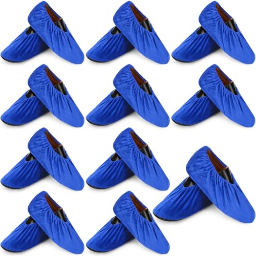 JaGely 11 Pair 11 Pair Reusable Cloth Shoe Covers for Indoors, Blue - color: Blue