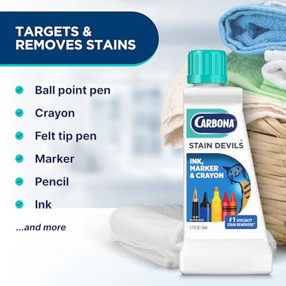Carbona Stain Devils® #3 | Ink, Marker & Crayon | Professional Strength Laundry Stain Remover | Multi-Fabric Cleaner | Safe On Skin & Washable Fabrics | 1.7 Fl Oz, 3 Pack - size: 1.7 Fl Oz (Pack of 3)