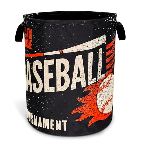 Baseball Sports Laundry Basket Foldable Waterproof Hamper 18.9 x 16.5 Inch - color: baseball