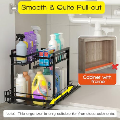 NADAMOO Expandable Under Sink Organizer, 2-Tier Pull Out Cabinet Organizer