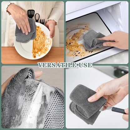 SINLAND Dish Cloth for Washing Dishes Kitchen Washcloth Cleaning Cloth - color: Grey, size: 7.87inchx7.87inch 10pack