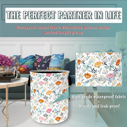 Beautiful Floral Laundry Basket Oxford Cloth Foldable Hamper 18.9x16.5Inch - color: Cute Floral Beautiful Flowers