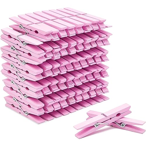 Juvale Wooden Clothespins for Classroom Decor - 100 Pack, Pink, Modern - Laundry Clips, Photo Clips & Craft Clothespins - color: Pink