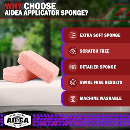 AIDEA Microfiber Applicator Pads-8 Pack, Car Wash Sponge, Pink - color: Pink, size: 8 PK