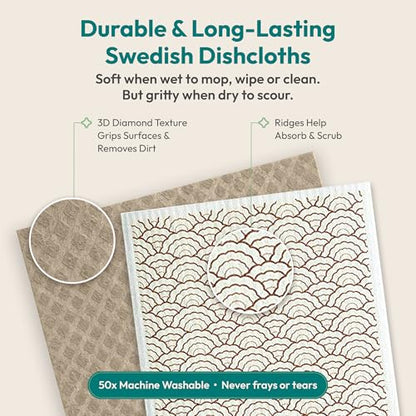 FEBU Swedish Dishcloths for Kitchen, 5 Pack, Stamps - color: Stamps