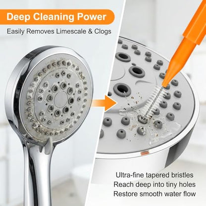 90 Pcs Shower Head Cleaner Set, Small Hole Nozzle Unclogger Tool with Stainless Steel Pins & Detail Cleaning Brushes, Unclogging Picks for Showerhead, Faucet and 3D Printer