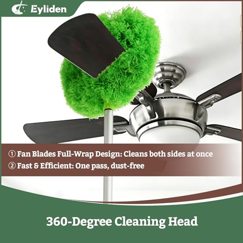 Eyliden 68" Adjustable Ceiling Fan Duster - 360° Dual-Sided Microfiber