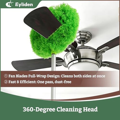Eyliden 68" Adjustable Ceiling Fan Duster - 360° Dual-Sided Microfiber